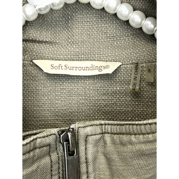 Soft Surroundings Cotton/Linen Green Moto Jacket SZ S - Picture 6 of 10